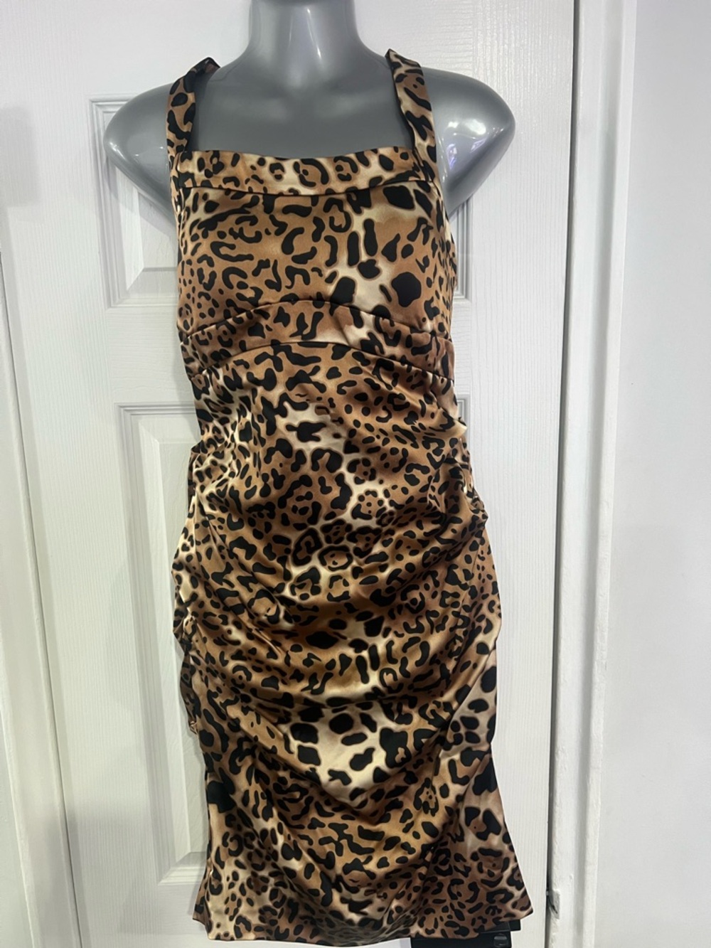 Cache Leopard Print Halter Dress - Brown & Black